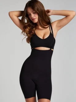 Hunkemoller Seamless Enhancing Thigh Slimming Shapewear 100% Cotton Bodysuit Black Clearance