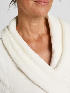 Hunkemoller Short Flannel Fleece Embossed Dot White Robe Outlet