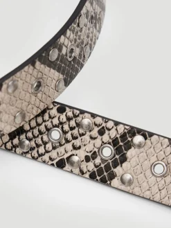 Hush Leather Studded Eyelet Belt Animal Print Sale