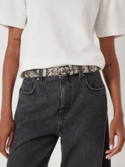 Hush Leather Studded Eyelet Belt Animal Print Sale