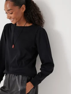 Hush Black Emily Puff Sleeve Jersey Top Discount