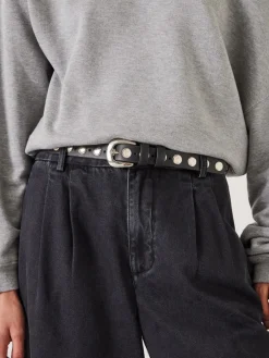 Hush Black Seren Studded Leather Belt Discount