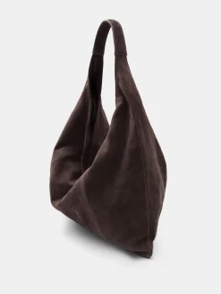 Hush Suede Hobo Tote Bag Brown Discount