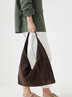 Hush Suede Hobo Tote Bag Brown Discount