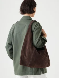 Hush Suede Hobo Tote Bag Brown Discount