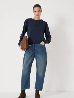 Hush Navy Blue Emily Puff Sleeve Jersey Top Online