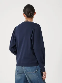 Hush Navy Blue Emily Puff Sleeve Jersey Top Online