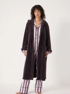 Hush Fluffy Hooded Dressing Gown Purple Sale