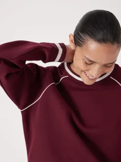 Hush Red Striped Rib Raglan Sweatshirt New