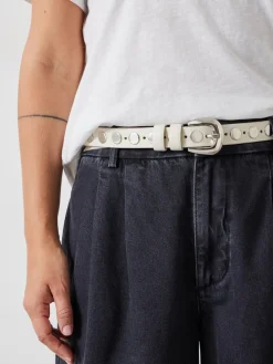 Hush Seren Studded Leather Belt White New