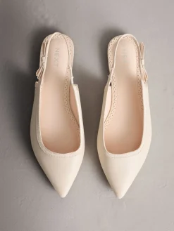 Next Ivory Forever Comfort® Point Toe Bow Back Slingback Flats Clearance