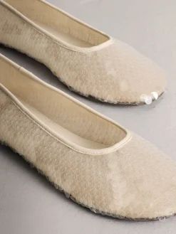 Next Forever Comfort® Round Toe Sequin Ballerina Flats Ivory Clearance