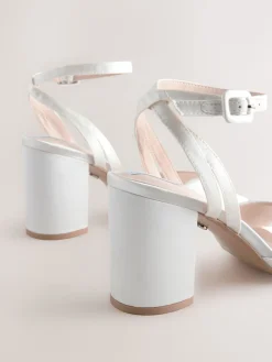 Next Forever Comfort® Wedding Round Toe Block Heel Bridal Sandals Ivory Hot