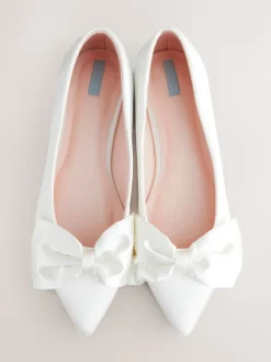 Next Ivory Forever Comfort® Wedding Point Toe Bow Bridal Ballet Shoes Discount