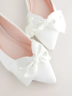 Next Ivory Forever Comfort® Wedding Point Toe Bow Bridal Ballet Shoes Discount