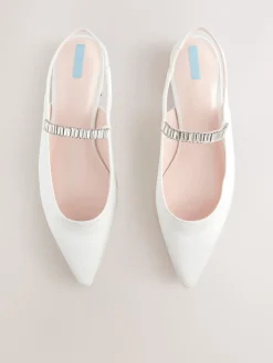 Next Ivory Wedding Point Toe Jewel Mary Jane Bridal Slingback Shoes Discount