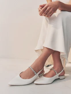 Next Ivory Wedding Point Toe Jewel Mary Jane Bridal Slingback Shoes Discount