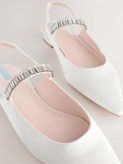 Next Ivory Wedding Point Toe Jewel Mary Jane Bridal Slingback Shoes Discount