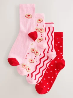 Next Ankle Socks 4 Pack Jammy Heart New