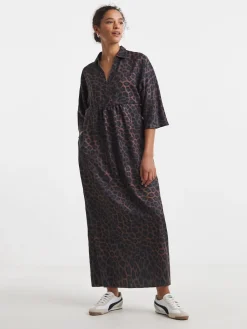 JD Williams Animal Collarless Placket 3/4 Sleeve Smock Dress New