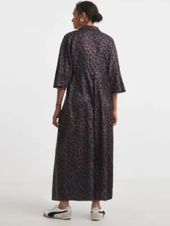 JD Williams Animal Collarless Placket 3/4 Sleeve Smock Dress New