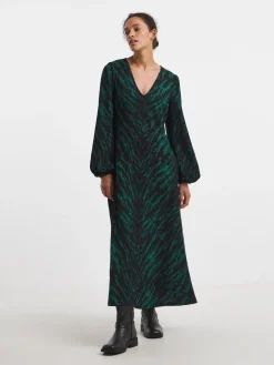 JD Williams Animal Textured Jersey Long Sleeve V-Neck Maxi Dress Hot