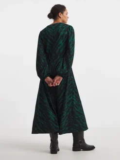 JD Williams Animal Textured Jersey Long Sleeve V-Neck Maxi Dress Hot