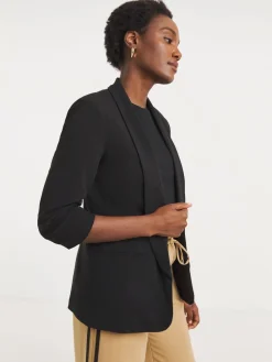 JD Williams Black Ruched Sleeve Blazer New