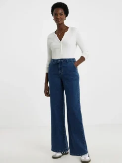 JD Williams Cosy Wide Leg Jeans Blue Online