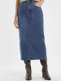 JD Williams Blue Mid Wash 24/7 Denim Maxi Skirt New