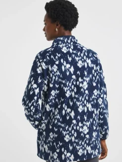 JD Williams Blue Printed Zip Through Longline Fleece Outlet