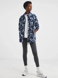 JD Williams Blue Printed Zip Through Longline Fleece Outlet