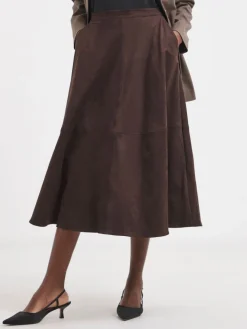 JD Williams Brown Suede Midi Circle Skirt Outlet