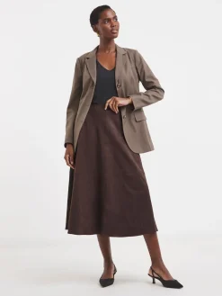 JD Williams Brown Suede Midi Circle Skirt Outlet