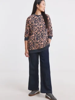 JD Williams Orange Leopard Print Side Zip Longline Sweatshirt New