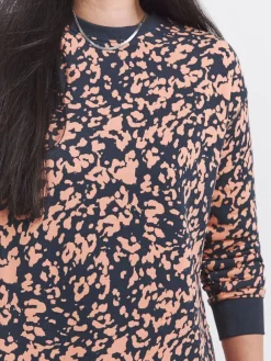 JD Williams Orange Leopard Print Side Zip Longline Sweatshirt New