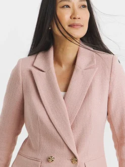 JD Williams Pink Boucle Double Breasted Blazer New