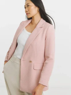 JD Williams Pink Boucle Double Breasted Blazer New