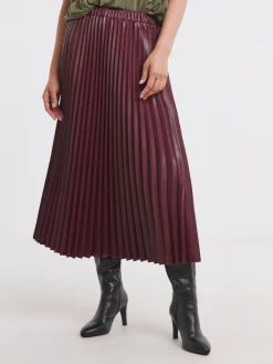 JD Williams Red PU Pleated Midi Skirt Online