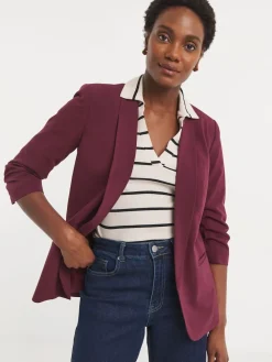 JD Williams Red Ruched Sleeve Blazer Sale
