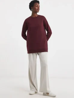 JD Williams Red Side Zip Longline Sweatshirt Discount