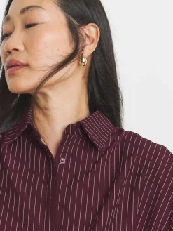 JD Williams Red Stripe Twill Oversized Long Sleeve Shirt Best