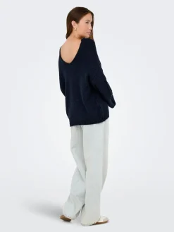 JDY Blue Slouchy Oversized Reversible Wide Sleeve Jumper Clearance
