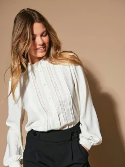 JDY White Lace Detail Long Sleeve Shirt Sale