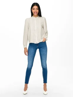 JDY White Lace Detail Long Sleeve Shirt Sale