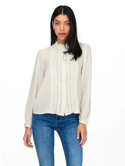 JDY White Lace Detail Long Sleeve Shirt Sale