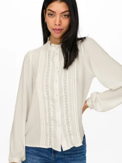 JDY White Lace Detail Long Sleeve Shirt Sale
