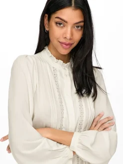 JDY White Lace Detail Long Sleeve Shirt Sale