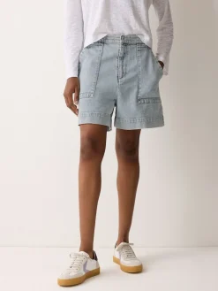 Jigsaw Blue Denim Patch Pocket Shorts Discount
