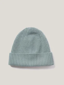 Jigsaw Wool Cashmere Blend Rib Beanie Blue